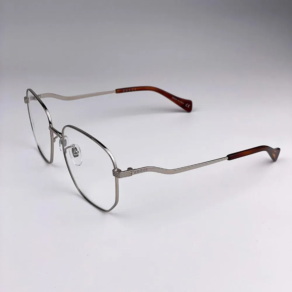 🔥 Gucci GG0973O 002 Eyeglasses Silver Metal Women